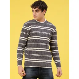 V-Mart Men Striped Ribbed Pullover-picture-27