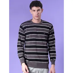 V-Mart Men Striped Round Neck Long Sleeves Regular Pullover Sweater-picture-45