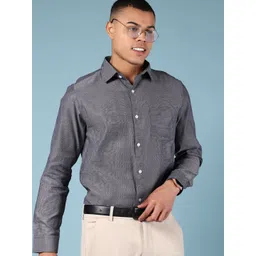 V-Mart Men Textured Spread Collar Cotton Formal Shirt-picture-36
