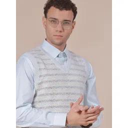 v-mart Men Woven V Neck Multicolor Sweater-picture-12