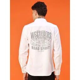 V-Mart Slim Fit Typography Printed Spread Collar Cotton Shirt-picture-37