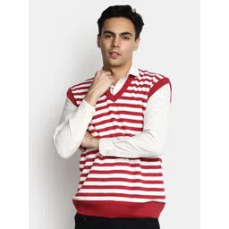 V-Mart Striped V-Neck Cotton Sweater Vest-picture-11