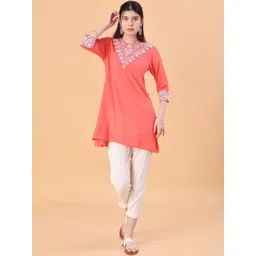 V-Mart Women Ethnic Motifs Printed Round Neck A-Line Short Kurti-picture-41