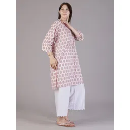 V-Mart Women Ethnic Printed Cambric Band Neck Kurta image 3