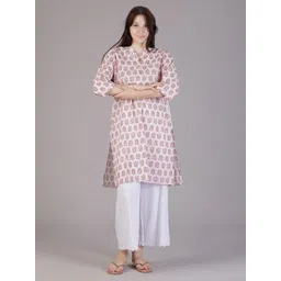 V-Mart Women Ethnic Printed Cambric Band Neck Kurta image 1