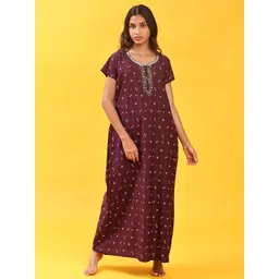 V-Mart Women Printed Maxi Nightdress-picture-21