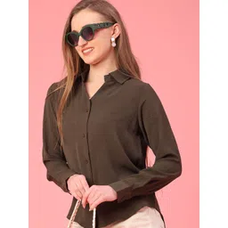 v-mart Women Regular Fit Solid Spread Collar Formal Shirt-picture-12