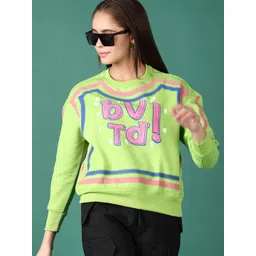 V-Mart Women Typography Printed Round Neck Long Sleeves Pullover Sweatshirt-picture-39