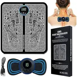 v r enterprise Foot And body Massager Pain Relief Wireless Electric EMS Massage Machine,Rechargeable Portable Folding Automatic with 8 Mode19 Intensity for Legs,Body,Hand Therapy (Black)-picture-3
