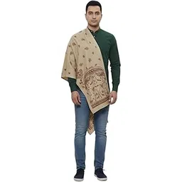 v vrinde Vrinde Beige Wool Printed Men's Shawl KA-SWL-09-picture-19