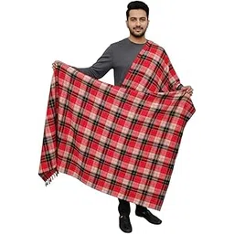 v vrinde Vrinde Red Wool Checkered Men's Shawl KA-SWL-32-picture-16