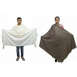 v vrinde Vrinde White::Grey Wool Solid Men's Shawl KA-SWL-40-picture-21