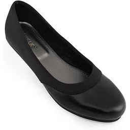 v-walk Women's Flat Slip-Ons Lightweight and Comfortable Black Office Bellies, Office, Work, Business Meetings, Formals, Outdoor Belly | Black Ballerinas-picture-34