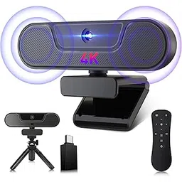 V20 UHD 4K Webcam with Microphone and Speaker, 4K/25FPS, 1080P/30FPS, AI Autofocus, Remote Control, 3X Zoom, 112°Field of View, Plug & Play, with Cover and Tripod for Video Call and Conference-picture-11