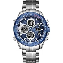v2a Luxury Fashion Casual Business Sport Design Analog-Digital Chronograph Watch for Men| Stainless Steel Band| 45mm Big Dial | Multifunctional | 30M Waterproof |Gift for Men, Him-picture-23
