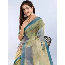 V3 FASHION STUDIO Floral Block Print Saree-picture-19