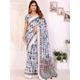 V3 FASHION STUDIO Floral Printed Zari Chanderi Saree-picture-18