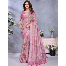 V3 FASHION STUDIO Floral Zari Linen Blend Saree-picture-22