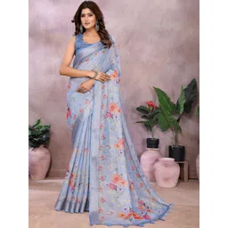 V3 FASHION STUDIO Floral Zari Linen Blend Saree-picture-27