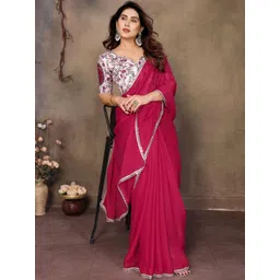 V3 FASHION STUDIO Solid Embellished Saree image 5