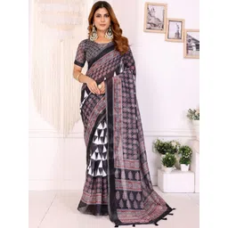 V3 FASHION STUDIO Women Floral Printed Chanderi Saree-picture-23