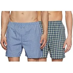 v3e Men's Multicolour Checkered Boxer Shorts Beach Shorts, Bermuda Short,Loose Fit Boxer Underwear, Button Fly Boxer Shorts,B03-(Pack of 02)-picture-55