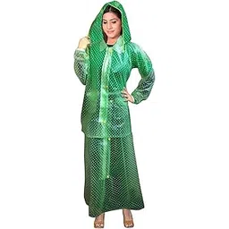 v3e Rain Coat Waterproof Rain Skirt Top Jacket for Women (Green)-picture-23