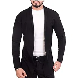 v4u Men's Fullsleeve Cotton Shrug (Black)-picture-13