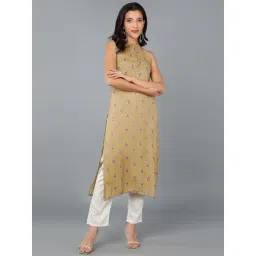 Vaamsi Beige Cotton Printed Straight Kurta-picture-35