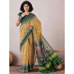 Vaamsi Beige Geometric Print Saree With Unstitched Blouse-picture-27