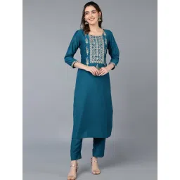 Vaamsi Blue Embroidered Straight Kurta-picture-36