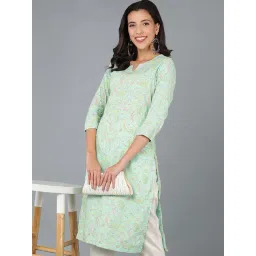 Vaamsi Green Cotton Printed Straight Kurta-picture-34