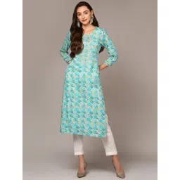 Vaamsi Turquoise Embroidered Straight Kurta-picture-29