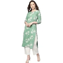vaamsi Women's Cotton Floral Printed Straight Kurta (VCK1269_Green)-picture-22