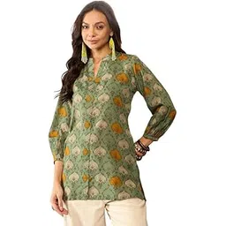 vaamsi Women's Ethnic Motifs Printed Top (VT1325_Green)-picture-20