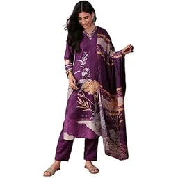 vaamsi Women's Floral Straight Printed Kurta Pant With Dupatta | kurta sets for woman-picture-47