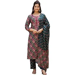 vaamsi Women's Floral Straight Printed Kurta Pant With Dupatta Set | kurta sets for woman-picture-12