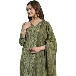 vaamsi Women's Green Rayon Blend Floral Straight Printed Kurta Pant With Dupatta Set | Office Wear Straight Kurta Set | Printed Salwar Suit For Women-picture-52