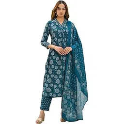 vaamsi Women's Rayon Blend Floral Straight Printed Kurta Pant With Dupatta Set-picture-54