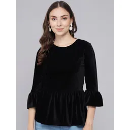 VAARARO Bell Sleeve Velvet Peplum Top-picture-27