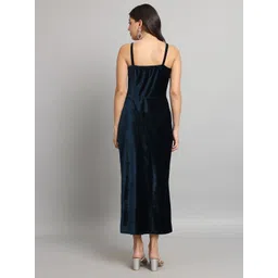 VAARARO Velvet Sheath Shoulder Straps Maxi Dress image 3