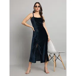 VAARARO Velvet Sheath Shoulder Straps Maxi Dress image 2