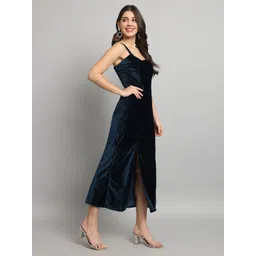 VAARARO Velvet Sheath Shoulder Straps Maxi Dress image 5