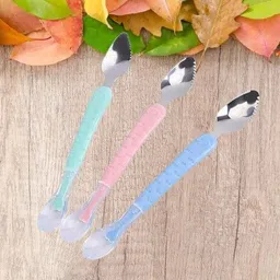 vadhavan 3pc Silicone Baby Fruit Spoon Scraper for Baby Feeding 2 in 1- Plastic-picture-13