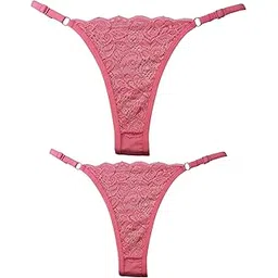 vadik Thong for Women Cotton Underwear Low Rise Solid G-String Sexy Lingerie Panties | Women Stretchable Under Fitted Outfits Bikini Style Underwear -Pack of 2 (in, Alpha, M, Regular, Pink)-picture-18