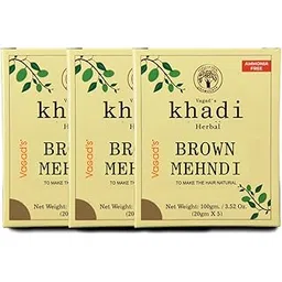 vagad’s khadi herbal gramodaya VAGAD'S KHADI HERBAL GRAMODAYA Pure Natural Brown Mehndi for Hair with Goodness of Neem for Longlasting Natural Hair Colour, 100g each (Pack of 3)-picture-17