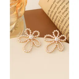 VAGHBHATT Gold-Plated Pearls Beaded Floral Shaped Studs-picture-19