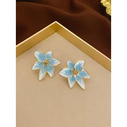VAGHBHATT Rhodium-Plated Floral Shaped Enamelled Studs-picture-30