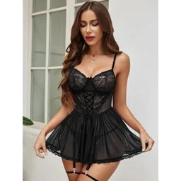 VAGHBHATT Women Net Self Design Baby Doll-picture-20