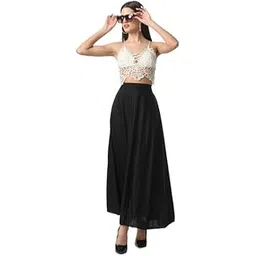 vagisha Long Skirts for Women Solid Black Skirt|American Poly Spandex Casual Skirt for Girls|Summer Skirt|Huge Flare 39Inch Height (No Top Included)-picture-38